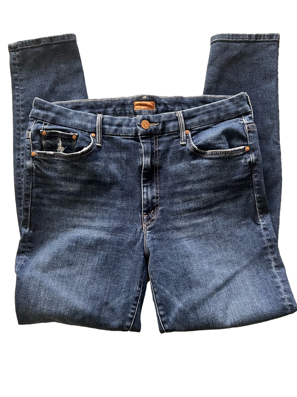 MOTHER High Waisted Looker Jeans Teaming Up Dark Wash Stretch Denim - Size 31 - Picture 3 of 8